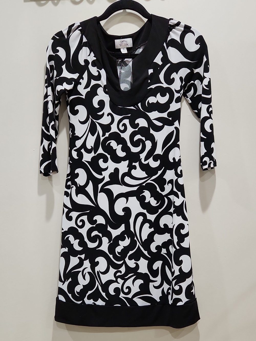 Sweet Storm Black and White Swirl Mini Dress